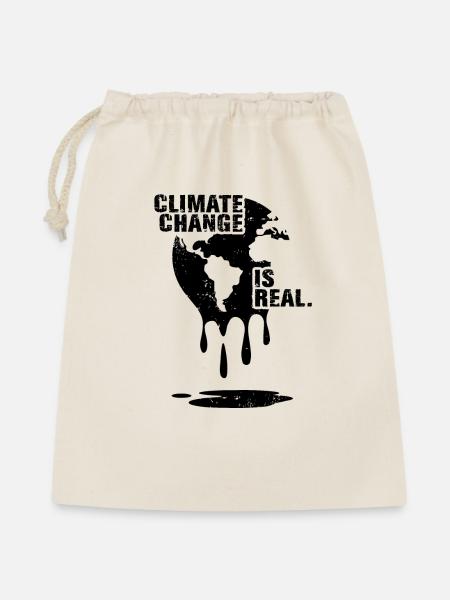 CLIMATE CHANGE IST REAL - Geschenkbeutel aus Baumwolle (40 x 50 cm) - Natur