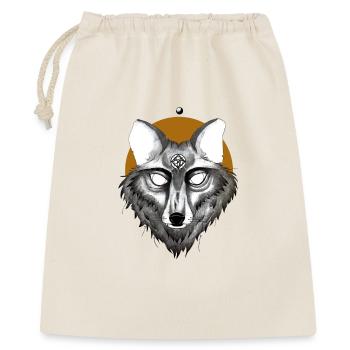 Mystischer Wolf mit Pentagramm Blick - Geschenkbeutel aus Baumwolle (40 x 50 cm) - Natur - Vorne