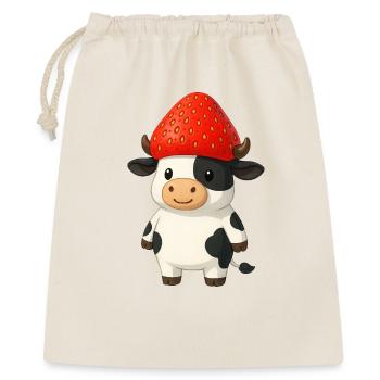 Drôle de vache avec des fraises Chapeau Fruité Humoristique - Sac cadeau 40 x 50 cm - nature - Devant