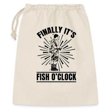 Finally It's Fish O'Clock - Geschenkbeutel aus Baumwolle (40 x 50 cm) - Natur - Vorne