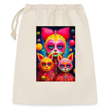 Visages Cosmiques Esquissés en Vifs Couleurs - Sac cadeau 40 x 50 cm - nature - Devant