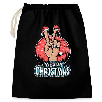 Frohes Weihnachten Peacezeichen Motiv - Geschenkbeutel aus Baumwolle (40 x 50 cm) - Schwarz - Vorne