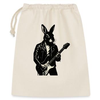 Rabbit in Leather spielt Gitarre - Geschenkbeutel aus Baumwolle (40 x 50 cm) - Natur - Vorne