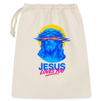 Portrait au néon de Jésus t’aime - Sac cadeau 40 x 50 cm - nature - Devant