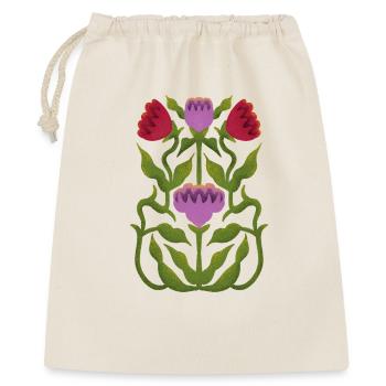Kunstvolle Blumenornamente - Geschenkbeutel aus Baumwolle (40 x 50 cm) - Natur - Vorne