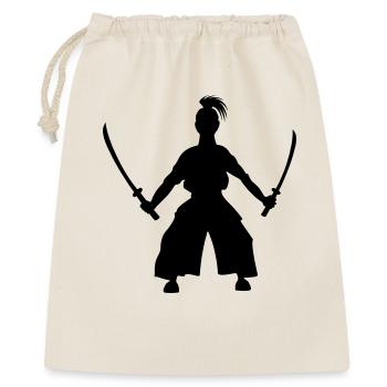 Samurai standing Japanese swordsman 2 swords - Gift Bag 40 x 50 cm - nature - Front