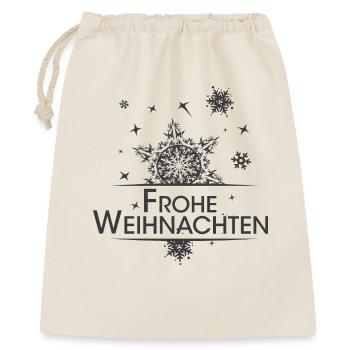 xmas Sterne frohe weihnachten Schnee Winter Grafik - Geschenkbeutel aus Baumwolle (40 x 50 cm) - Natur - Vorne