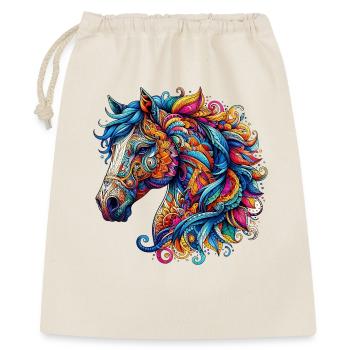 Pferd mit Mandalas verziert - Geschenkbeutel aus Baumwolle (40 x 50 cm) - Natur - Vorne