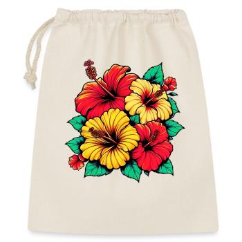 Hibiskusblüten - Geschenkbeutel aus Baumwolle (40 x 50 cm) - Natur - Vorne
