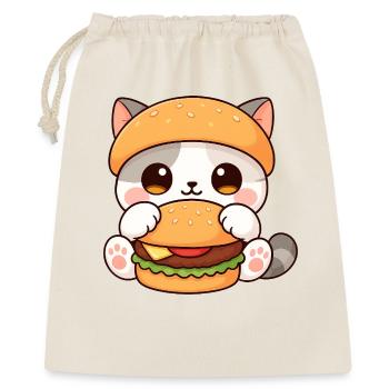 Mignon dessin animé chat burger amateur de restauration rapide - Sac cadeau 40 x 50 cm - nature - Devant