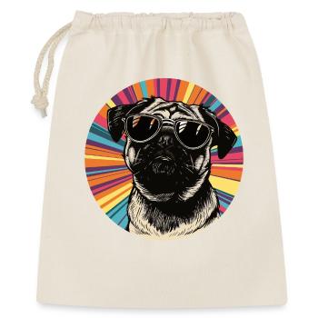 Lässiger Hund mit Sonnenbrille  - Geschenkbeutel aus Baumwolle (40 x 50 cm) - Natur - Vorne