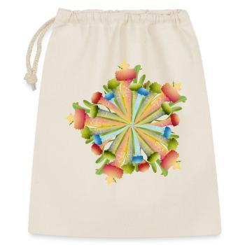 Buntes Schlauchpflanzen Mandala Ornament - Geschenkbeutel aus Baumwolle (40 x 50 cm) - Natur - Vorne