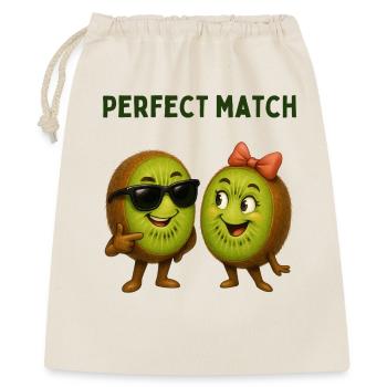 Kiwi Liebespaar Perfect Match - Geschenkbeutel aus Baumwolle (40 x 50 cm) - Natur - Vorne
