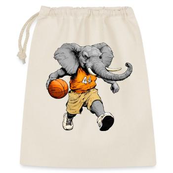 Elefanten Basketballspieler / Basketball Elefant - Geschenkbeutel aus Baumwolle (40 x 50 cm) - Natur - Vorne