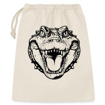 Krokodilkopf einfarbig Krokodil Kopf schwarz Motiv - Geschenkbeutel aus Baumwolle (40 x 50 cm) - Natur - Vorne