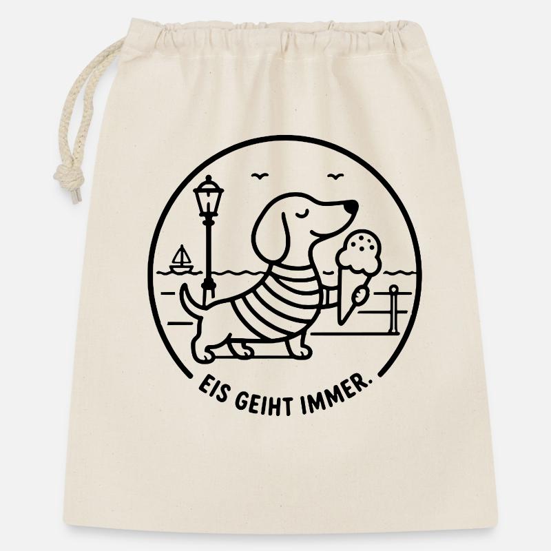 Strandpromenade Eis geiht immer Dackel süß Kinder  - Geschenkbeutel aus Baumwolle (40 x 50 cm) - Natur