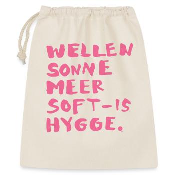 hygge words pink - Geschenkbeutel aus Baumwolle (40 x 50 cm) - Natur - Vorne