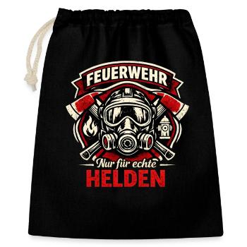Nur echte Helden der Feuerwehr - Geschenkbeutel aus Baumwolle (40 x 50 cm) - Schwarz - Vorne