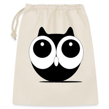 Großaugen  Eule Kawaii Schwarzweiß - Geschenkbeutel aus Baumwolle (40 x 50 cm) - Natur - Vorne