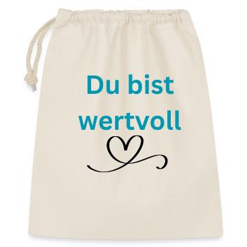 LIEBEVOLL wertvoll - Geschenkbeutel aus Baumwolle (40 x 50 cm) - Natur - Vorne