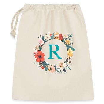 R Monogram, Couronne de fleurs, Personnalisable - Sac cadeau 40 x 50 cm - nature - Devant