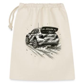 Rally Car Sketch auf Schotterpiste - Geschenkbeutel aus Baumwolle (40 x 50 cm) - Natur - Vorne