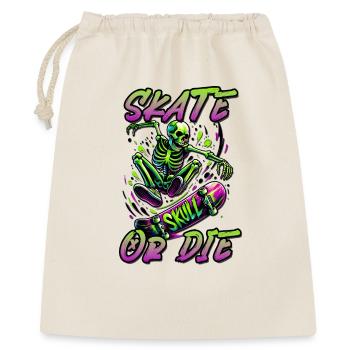 Skelett auf Skateboard - Skate or die - Geschenkbeutel aus Baumwolle (40 x 50 cm) - Natur - Vorne