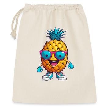 Ananas Cartoon Sonnenbrille - Geschenkbeutel aus Baumwolle (40 x 50 cm) - Natur - Vorne