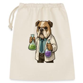 Le Bulldog scientifique tenant des fioles de chimie - Sac cadeau 40 x 50 cm - nature - Devant