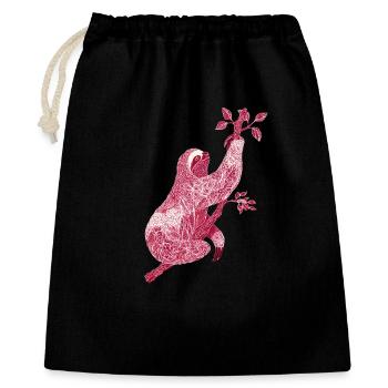 Paresseux avec imprimé floral rouge – Art au trait - Sac cadeau 40 x 50 cm - noir - Devant