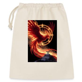 Zinnoberer Vogel (Zhuque) – Feuergeist des Südens - Geschenkbeutel aus Baumwolle (40 x 50 cm) - Natur - Vorne
