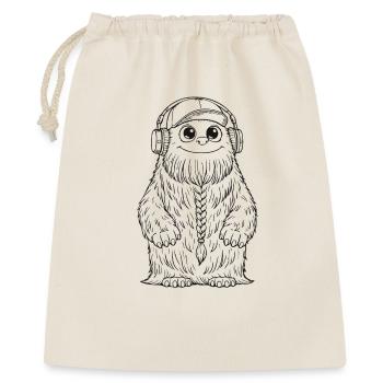 Fluffo mit Zopf vorne - Fluffonster Design schwarz - Geschenkbeutel aus Baumwolle (40 x 50 cm) - Natur - Vorne