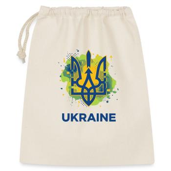 Ukrainisches Dreizack-Wappen - Geschenkbeutel aus Baumwolle (40 x 50 cm) - Natur - Vorne