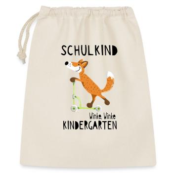 Schulkind und winke Kindergarten - Einschulung - Geschenkbeutel aus Baumwolle (40 x 50 cm) - Natur - Vorne