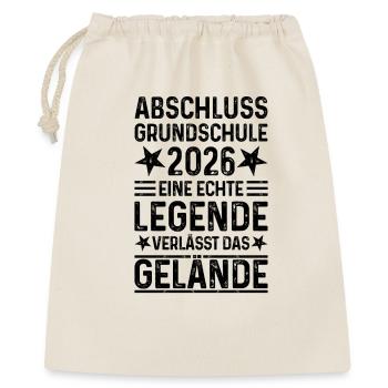 Abschluss Grundschule 2026 - Geschenkbeutel aus Baumwolle (40 x 50 cm) - Natur - Vorne