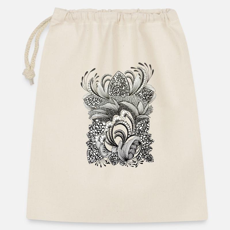 Motif des branches de fleurs noires et blanches - Sac cadeau 40 x 50 cm - nature