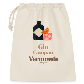 Gin - Camparai - Wermut - Geschenkbeutel aus Baumwolle (40 x 50 cm) - Natur - Vorne