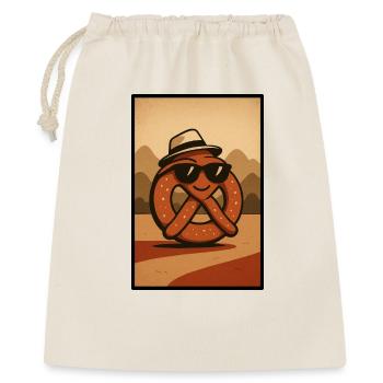 Sommerspaß mit Brezel zwischen den Bergen - Geschenkbeutel aus Baumwolle (40 x 50 cm) - Natur - Vorne