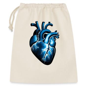 Anatomisches Herz in Blau mit Lebhaften Adern - Geschenkbeutel aus Baumwolle (40 x 50 cm) - Natur - Vorne
