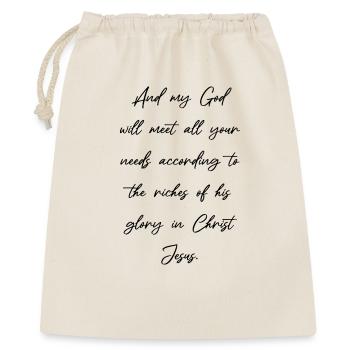Philipper 4,19 Bibel Verse Sprüche Christlich  - Geschenkbeutel aus Baumwolle (40 x 50 cm) - Natur - Vorne