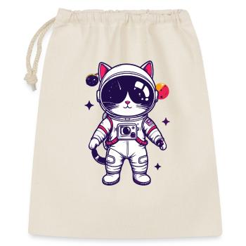 Weltraumkatze Katze im Astronautenanzug Motiv - Geschenkbeutel aus Baumwolle (40 x 50 cm) - Natur - Vorne