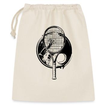 Tennisschläger Tennisball einfarbig schwarz Tennis - Geschenkbeutel aus Baumwolle (40 x 50 cm) - Natur - Vorne