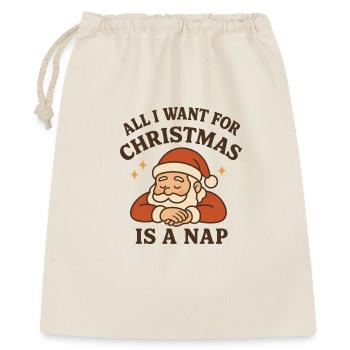 Santa Nap Cozy Christmas - Geschenkbeutel aus Baumwolle (40 x 50 cm) - Natur - Vorne