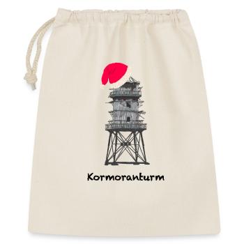 Weihnachten, Kormoranturm, Leuchtturm Nordsee - Geschenkbeutel aus Baumwolle (40 x 50 cm) - Natur - Vorne