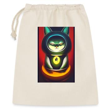 Maneki neko 3 - Geschenkbeutel aus Baumwolle (40 x 50 cm) - Natur - Vorne