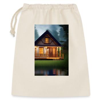 Charmante cabane au bord du lac - Sac cadeau 40 x 50 cm - nature - Devant