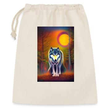 Wolf und Mond - Geschenkbeutel aus Baumwolle (40 x 50 cm) - Natur - Vorne