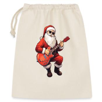 Weihnachtsmann Gitarre Weihnachten Heiligabend - Geschenkbeutel aus Baumwolle (40 x 50 cm) - Natur - Vorne