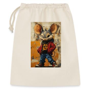 Graffiti Rat im Straßenlook - Geschenkbeutel aus Baumwolle (40 x 50 cm) - Natur - Vorne