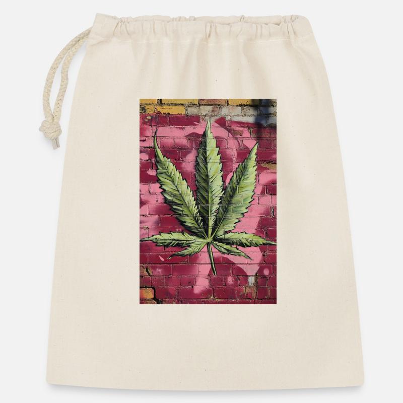 Graffiti grass leaf on pink wall - Gift Bag 40 x 50 cm - nature